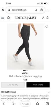 VUORI Helix Sealess Texture Legging $98